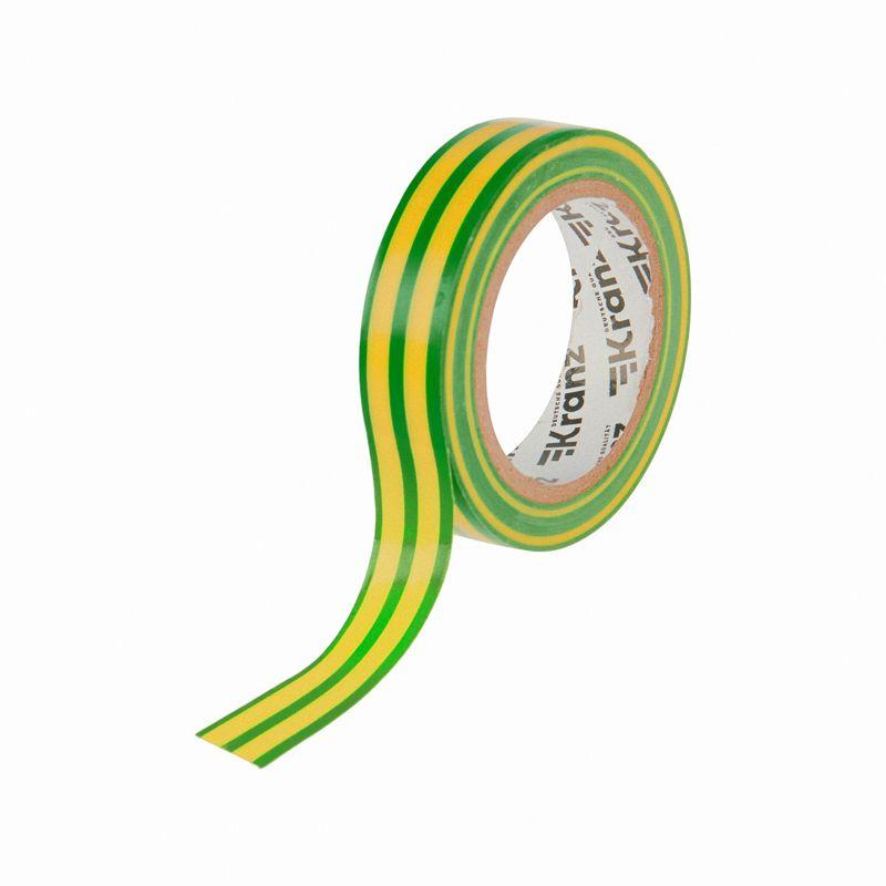 Изолента ПВХ 0.13х15мм 10м желт./зел. (уп.10шт) Kranz KR-09-2007 фото в каталоге от BTSprom.by