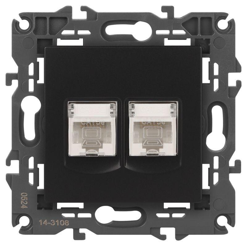 розетка компьютерная 2-м elegance 14-3108-05 rj45 ip20 механизм антрацит эра б0034312 от BTSprom.by