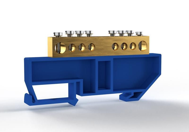 шина нулевая на din-изоляторе 8х12мм 8 отвер. латунь tokov electric tke-bcb-812-8-din/n от BTSprom.by