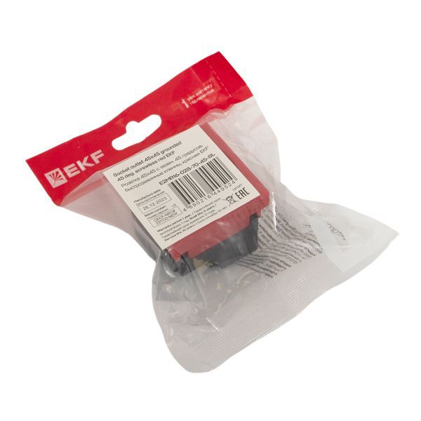  Розетка 45х45 (2 модуля) с заземл. красн. EKF E2MR16-028-70-45-SL фото в каталоге от BTSprom.by