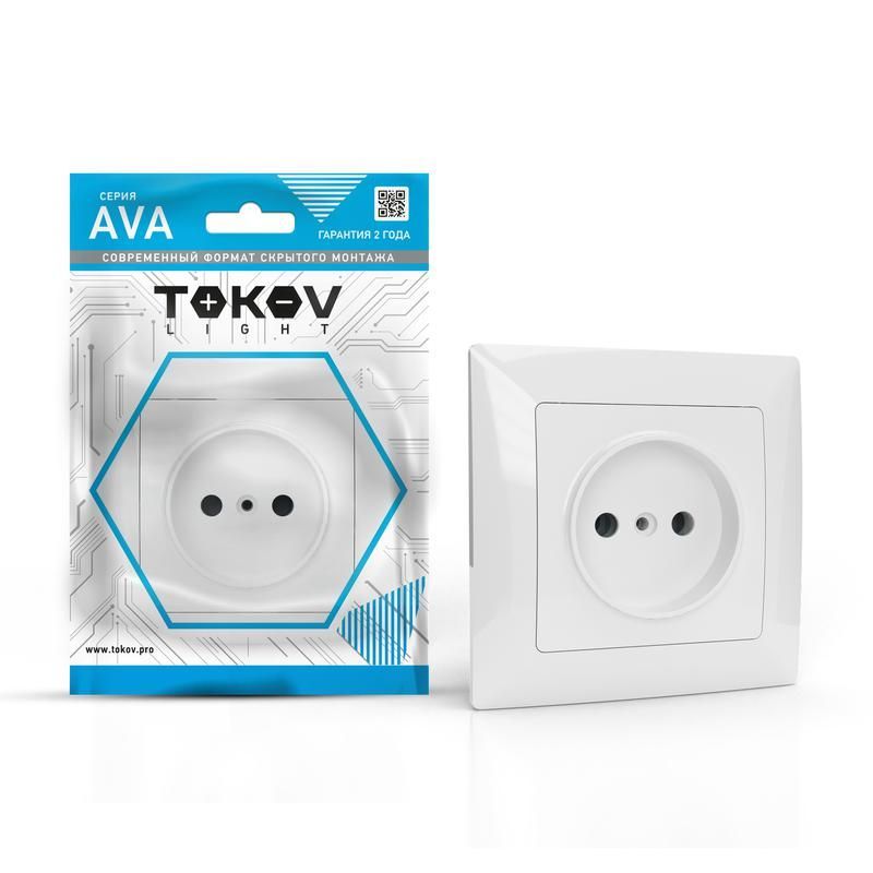 розетка 1-м сп ava 16а ip20 без заземл. без защ. шторок в сборе бел. tokov light tkl-av-r1f-c01 от BTSprom.by