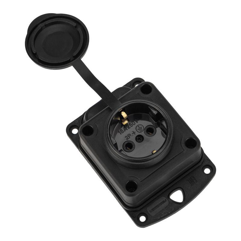  Розетка штепсельная влагозащ. стационарная ОУ 16А IP44 230В 2P+PE каучук PROCONNECT 111-111-4 фото в каталоге от BTSprom.by