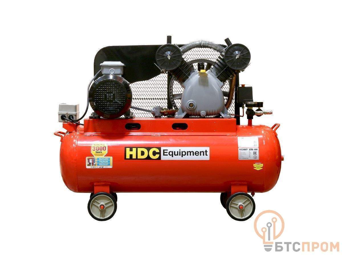  Компрессор HDC HD-A103 (600 л/мин, 10 атм, ременной, масляный, ресив. 100 л, 380 В, 3.30 кВт) фото в каталоге от BTSprom.by