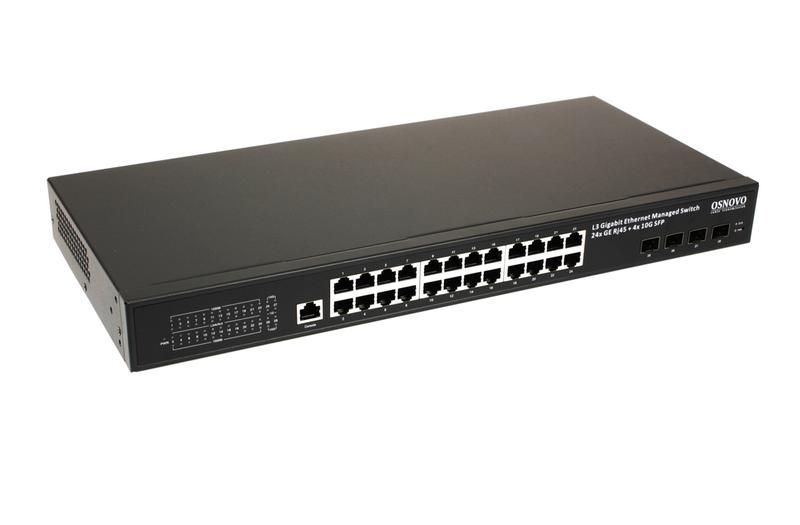 коммутатор управляемый l3 sw-24g4x-2l gigabit ethernet на 24хrj45 + 4х10g sfp+ uplink osnovo 14168 от BTSprom.by