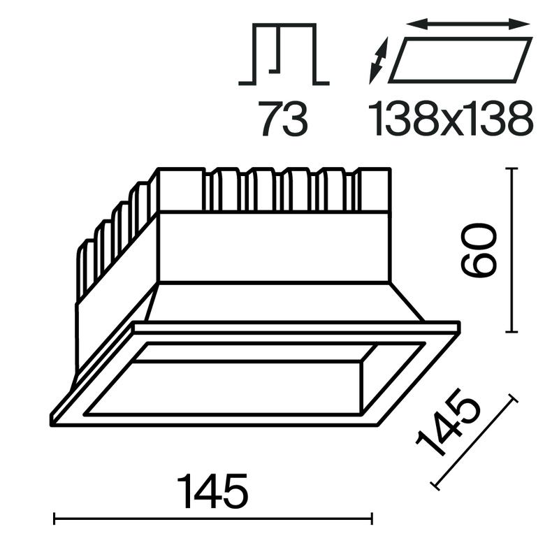  Светильник Okno 18Вт 3000-4000-6000К IP44 100град. встраив. Maytoni DL056-18Вт3-4-6K-W фото в каталоге от BTSprom.by