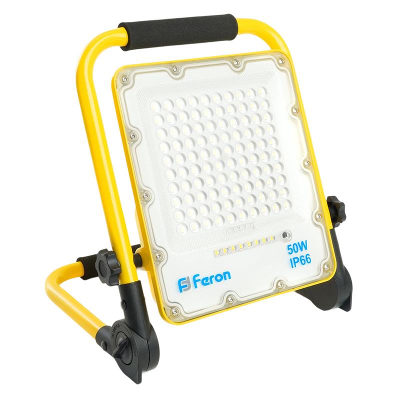 прожектор светодиодный переносной с зарядным устройством 50хh 18650 6400к ip66 ll-951 feron 48676 от BTSprom.by