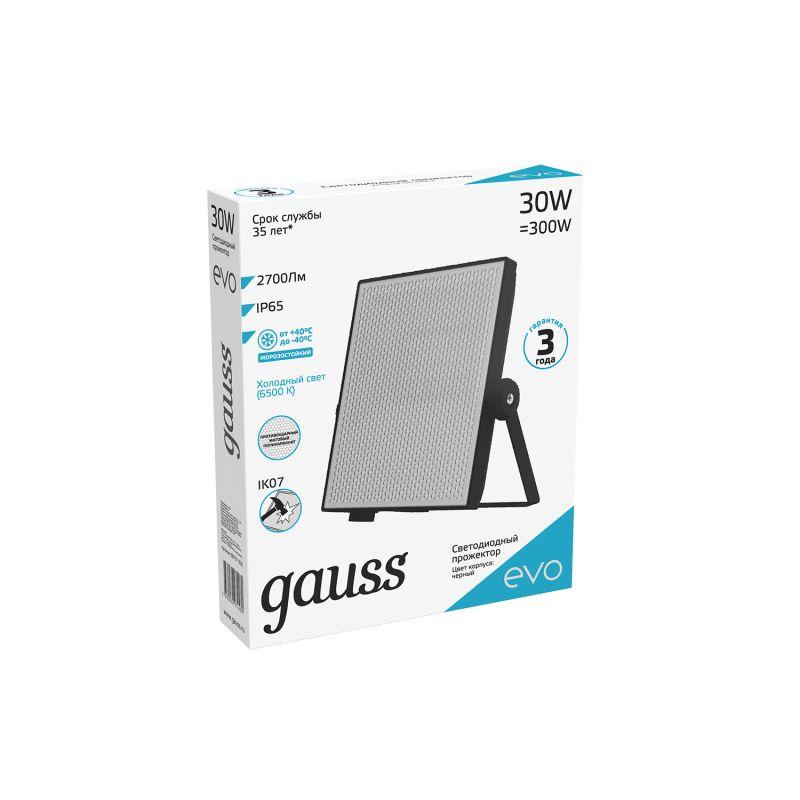 Прожектор светодиодный EVO 30Вт 6500К IP65 2700лм 100-240В ДО черн. GAUSS 687511330 фото в каталоге от BTSprom.by