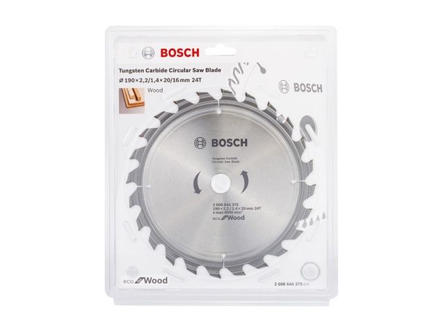 диск пильный 190х20 мм 24 зуб. по дереву eco wood bosch (твердоспл. зуб) 2608644375 от BTSprom.by