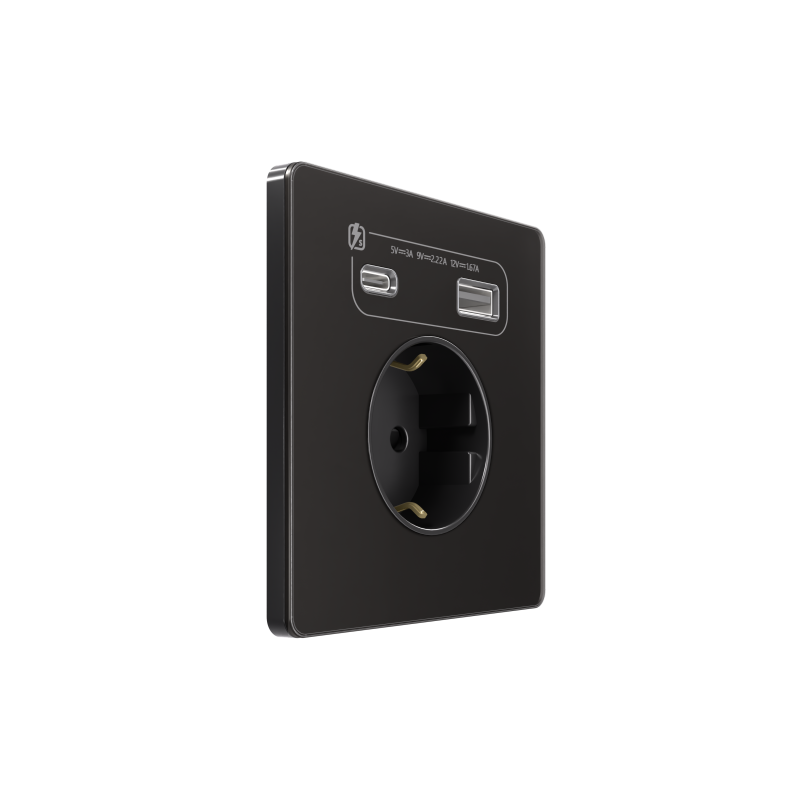 розетка сп systeme infinity 16а 250в с заземл. и заряд. устр. usb а+с 20вт защ. шторки полярная ночь se fse001032 от BTSprom.by