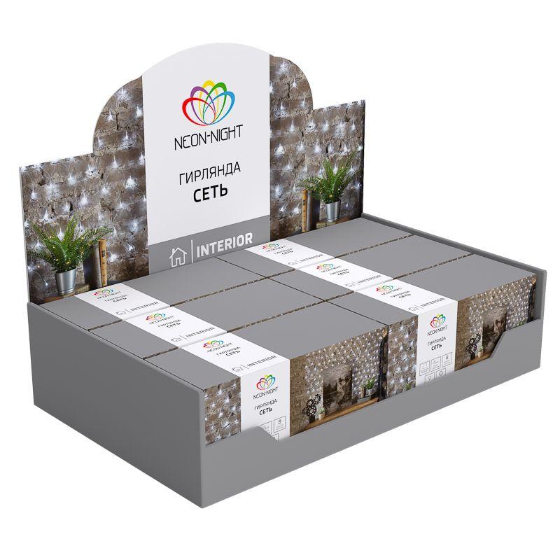  Гирлянда светодиодная "Сеть" 1.5х1.5м 150LED бел. 12Вт 220-240В IP20 с контроллером 8 режимов провод ПВХ прозр. Neon-Night 215-125 фото в каталоге от BTSprom.by