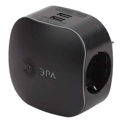 разветвитель 3-м с заземл. 16а ip20 sp-3e-usb-black 220в + 2хusb 2100ма защ. шторки черн. эра б0046364 от BTSprom.by
