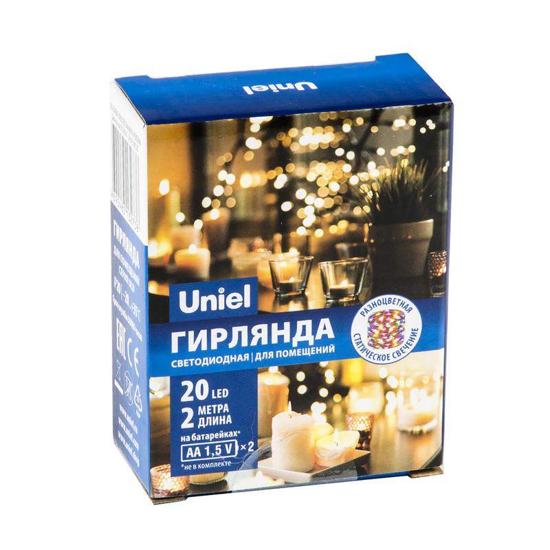 гирлянда led на батарейках uld-s0200-020/sсb/2aa multi ip20 dew 2aa (не в/к) "роса" 2м 20 диодов разноцвет. провод медн. uniel ul-00007205 от BTSprom.by