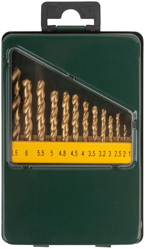  Набор сверл HSS по металлу 1.5-6.5мм покрытие титан. (метал. бокс) (13 предметов) FIT 34218 фото в каталоге от BTSprom.by