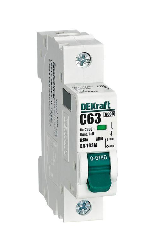 выключатель автоматический модульный 1п c 63а 6ка ва-103m без теплозащиты dekraft 12508dek от BTSprom.by