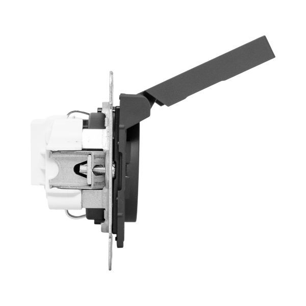  Розетка СП Эпика 16А IP44 с заземл. защ. шторки с крышкой механизм черн. EKF UP1-SOB-111-44 фото в каталоге от BTSprom.by