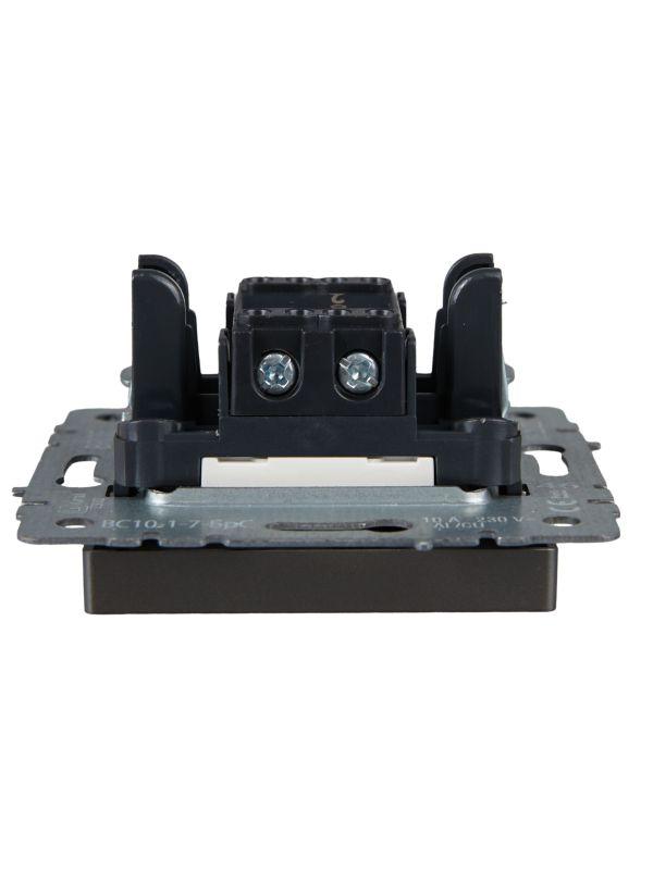  Выключатель проходной 1-кл. СП BRITE ВС10-1-7-БрС 10А с индик. механизм сталь IEK BR-V12-1-10-K46 фото в каталоге от BTSprom.by