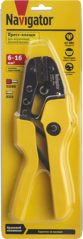  Пресс-клещи 80 380 NHT-Pkv01-M-16 для втулочных 16кв.мм Navigator 80380 фото в каталоге от BTSprom.by