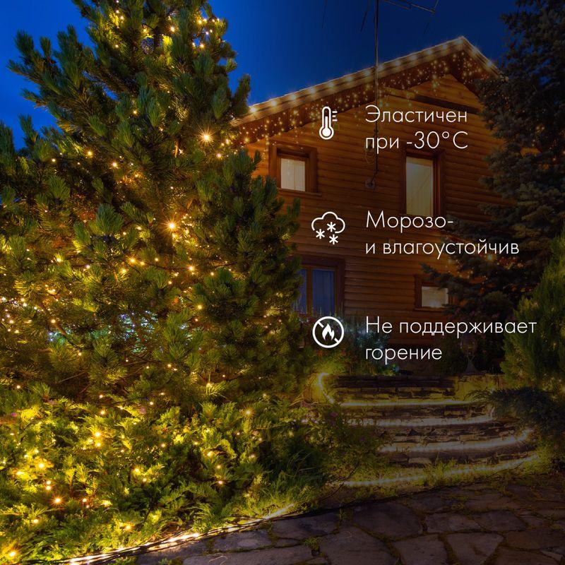 гирлянда светодиодная "нить" 10м 100led зел. 10вт 230в ip65 постоян. свечение провод пвх прозр. (нужен шнур питания 303-500-1) neon-night 305-184 от BTSprom.by