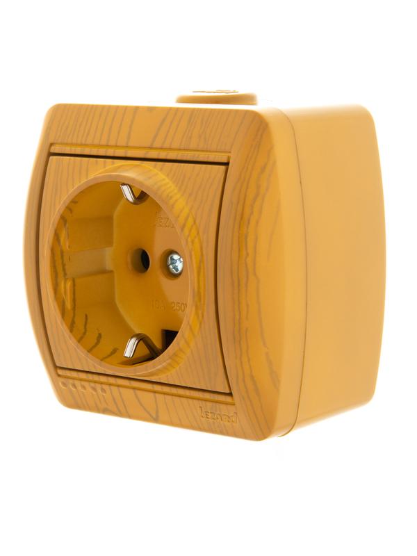  Розетка 1-м ОП Nata 16А IP20 с заземл. керамика ольха LEZARD 710-0700-122 фото в каталоге от BTSprom.by