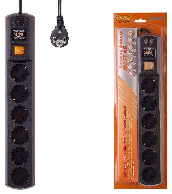 удлинитель с сетевым фильтром 6х5м h6 черн. (коробка) most 717216 от BTSprom.by