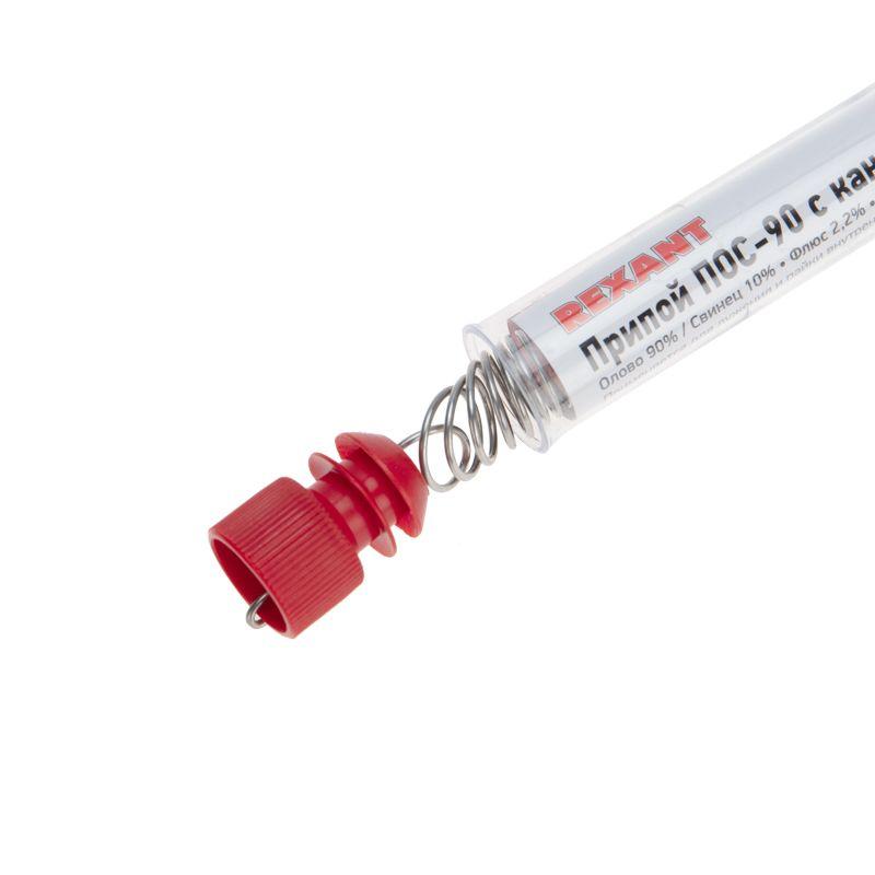  Припой с канифолью ПОС-90 10г d1.0мм (Sn90 Pb10) колба Rexant 09-3102 фото в каталоге от BTSprom.by