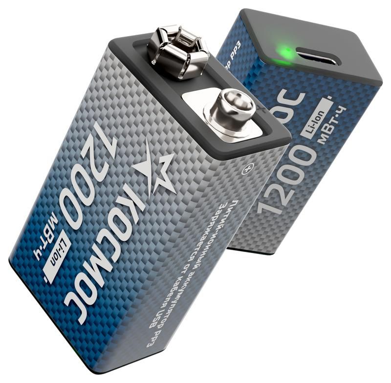 аккумулятор крона li-ion 9в 1200мач (блист.1шт) космос kocli9v1200mah1bl от BTSprom.by