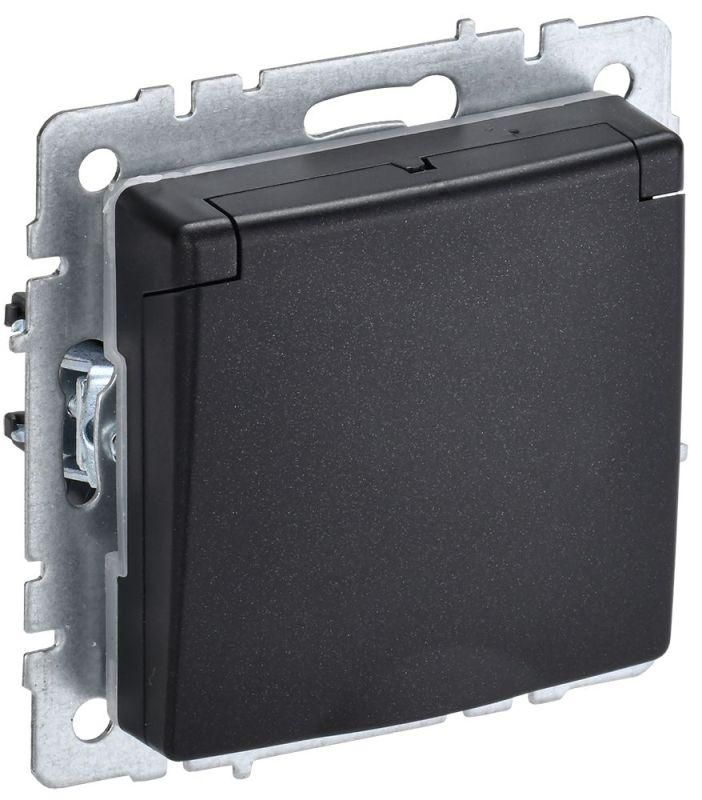 розетка brite рсбш10-3-брч 16а ip20 с заземл. защ. шторки с крышкой механизм черн. iek br-r16-16-k02 от BTSprom.by