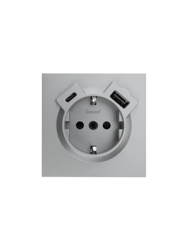 розетка 1-мест. с/з type-c+usb разъем сп zima ip20 сер. матов. lezard 704-7488-181tc от BTSprom.by
