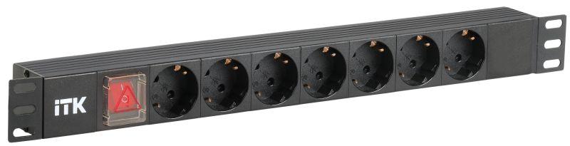 блок розеток 7 мест pdu (немец. станд.) ph12-7d3 с выкл. и защитой от перенапр. 1u вход с14 itk ph12-7d3 от BTSprom.by