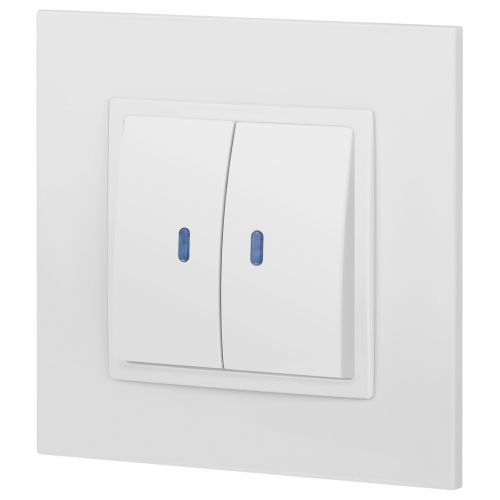  Выключатель 2-кл. СП Elegance 14-1105-01 10А IP20 250В 10AX с подсветкой механизм бел. Эра Б0034237 фото в каталоге от BTSprom.by