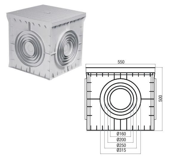  Коробка распределительная 550х550х500мм 4 вывода с крышкой пластик сер. Cetinkaya Pano CP555550 фото в каталоге от BTSprom.by