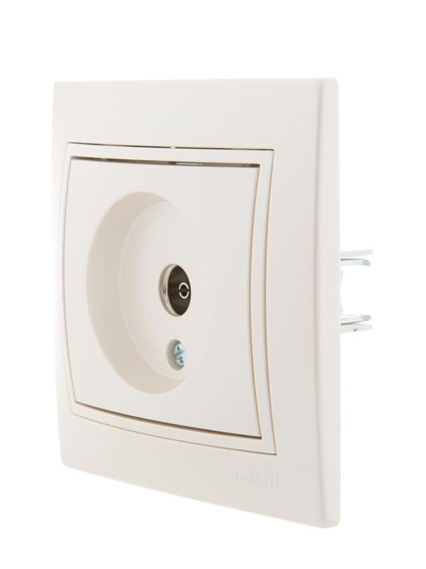  Розетка телевизионная оконечная TV СП Mira 16А IP20 со вставкой жемчуж./бел. перламутр. LEZARD 701-3030-130 фото в каталоге от BTSprom.by