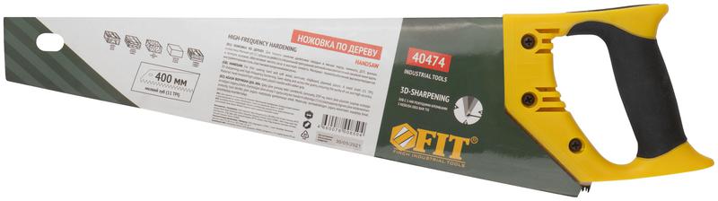  Ножовка по дереву мелкий каленый зуб 13 ТPI 3D заточка пласт.прорезиненная ручка профи 400мм FIT 40474 фото в каталоге от BTSprom.by