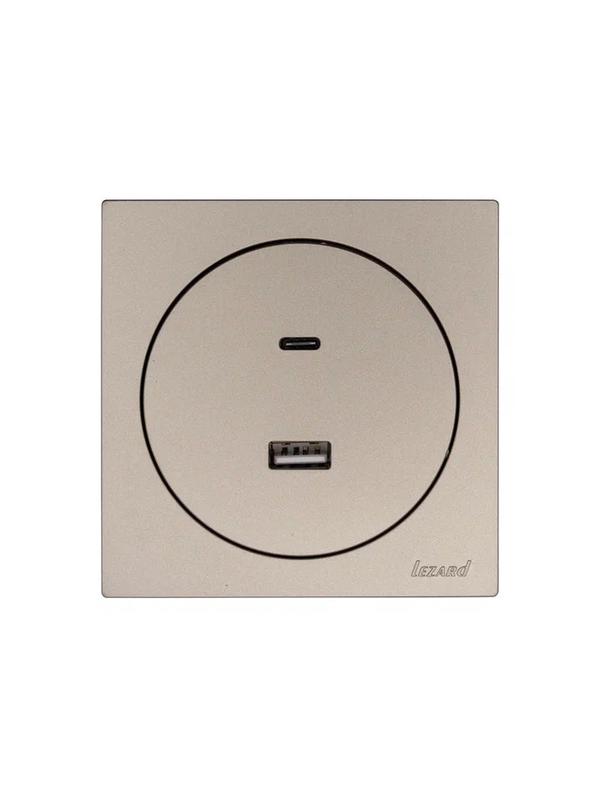  Розетка 1-м СП OSEN TC+ USB разъем механизм титан LEZARD 743-3788-192TC фото в каталоге от BTSprom.by