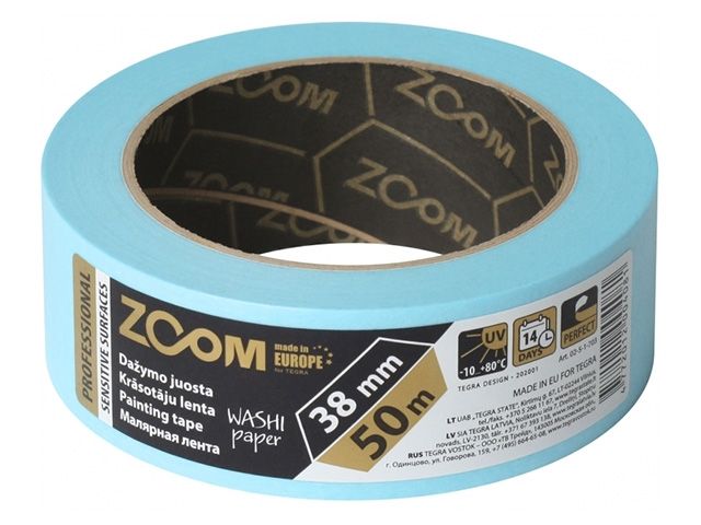 лента малярная профессиональная 38ммх50м sensitive surfaces zoom (голубая) 02-5-1-703 от BTSprom.by