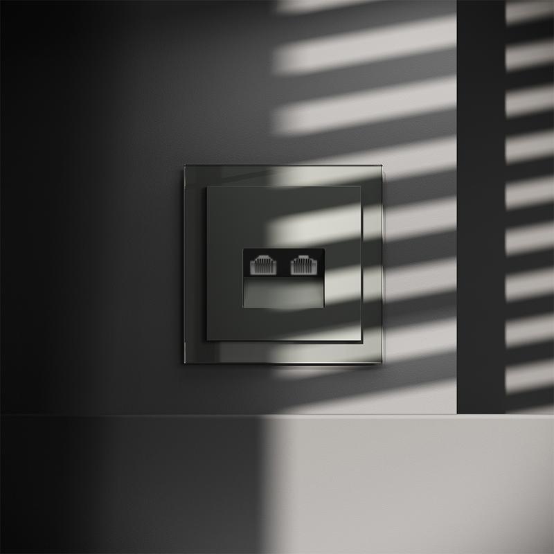  Розетка компьютерная 2-м СП S70 RJ45 + RJ45 кат.6 механизм титан Voltum VLS060206 фото в каталоге от BTSprom.by