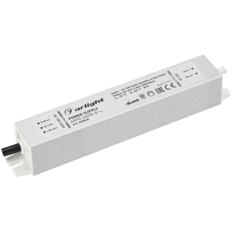 блок питания arpv-24020-b 24в 0.8а 20вт ip67 метал. 3 года arlight 020848 от BTSprom.by