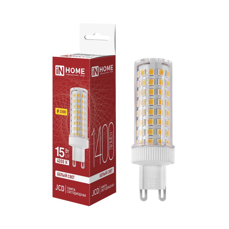 лампа светодиодная led-jcd 15вт 4000к g9 1400лм 230в in home 4690612065380 от BTSprom.by
