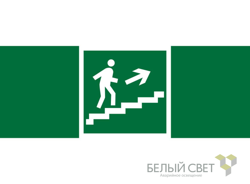 знак безопасности npu-3413.e15"напр. к эвакуац. выходу по лестн. вверх (прав.)" белый свет a16526 от BTSprom.by