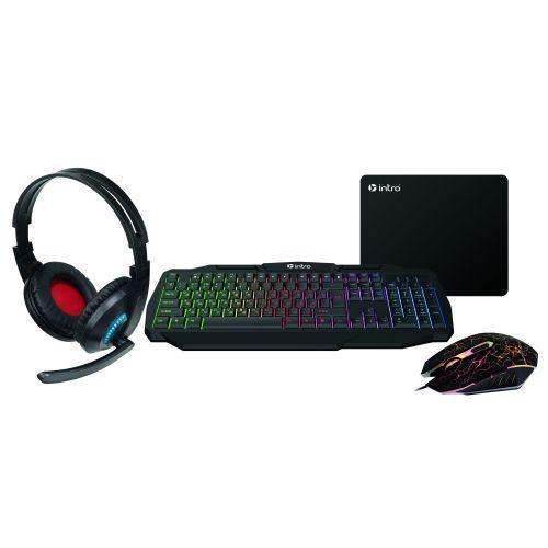 комплект клавиатура и мышь gxz900 игровой 1200-3600dpi + коврик + гарнитура черн. intro б0060194 от BTSprom.by
