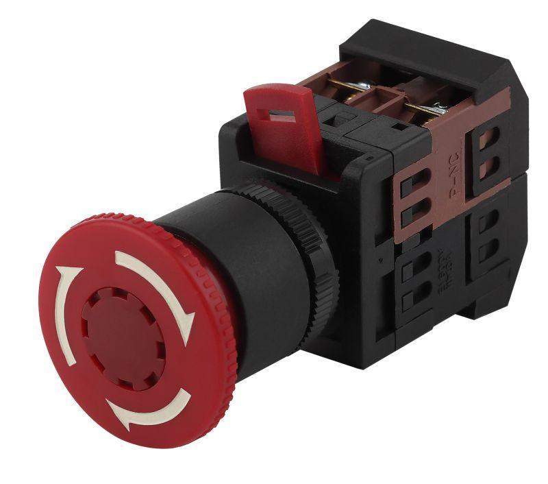 кнопка грибок ae-22 bbg10-ae-k04e d22мм 1з+1р 240в с фиксацией красн. эра б0045629 от BTSprom.by