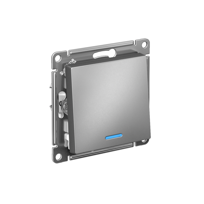 выключатель 1-кл. atlasdesign (сх. 1а) 10ax с подсветкой быстрозажим. клем. механизм сталь se atn000913s от BTSprom.by