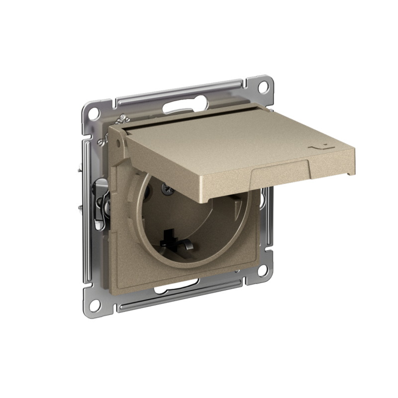 розетка atlasdesign 16а ip20 с заземл. защ. шторки с крышкой быстрозажим. клем. механизм шампань se atn000546s от BTSprom.by
