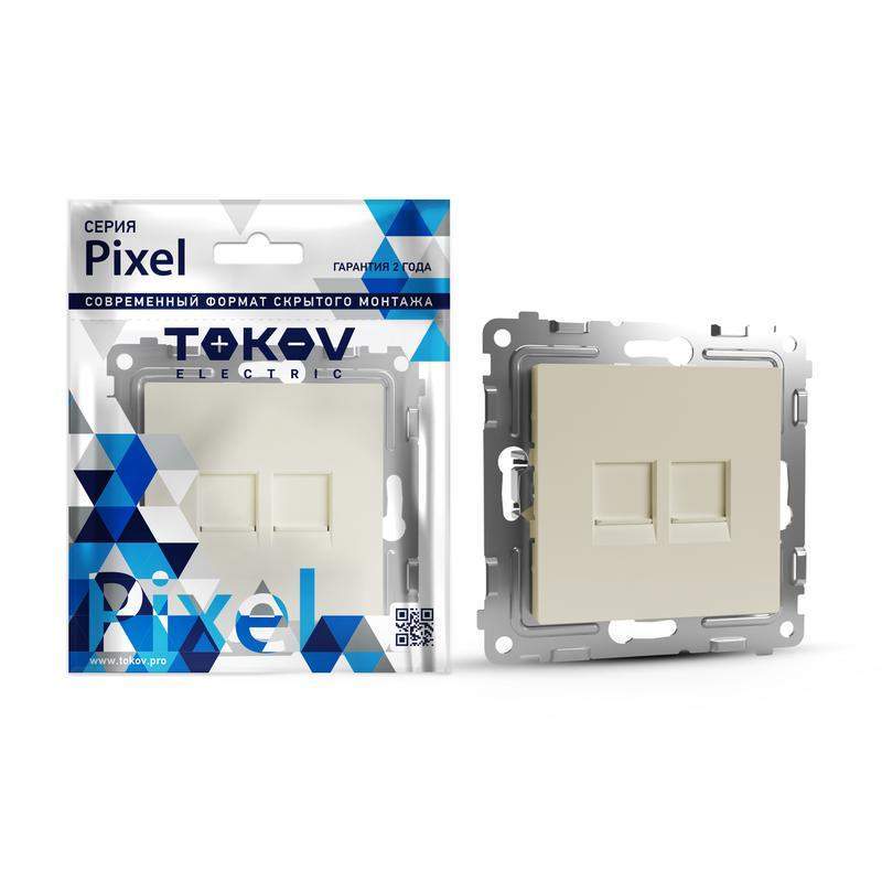 розетка компьютерная 2-м сп pixel rj45 кат.5e механизм беж. tokov electric tke-px-rc2-c02 от BTSprom.by