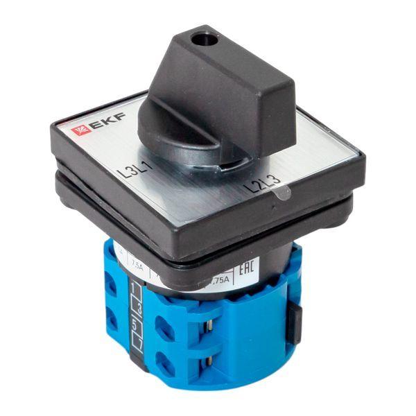  Переключатель кулачковый ПК-1-73 3п 10А для вольтметра (линейное напряжение) IP65 EKF pk-1-73-10-65 фото в каталоге от BTSprom.by