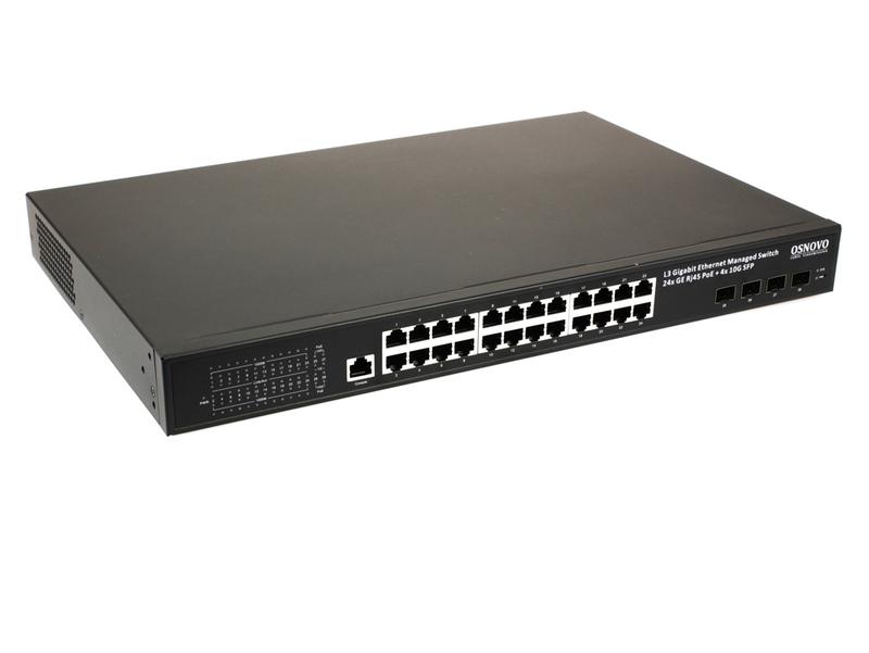 коммутатор промышленный управляемый l3 poe sw-24g4x-1l-i на 24хge rj-45 c poe + 4х10g sfp+ порта osnovo 14412 от BTSprom.by