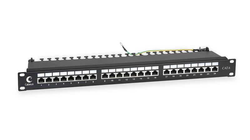 патч-панель 19дюйм 1u 24 порта rj45 кат.6 полностью экранир. с задн. кабельн. организатором cabeus 7234c от BTSprom.by