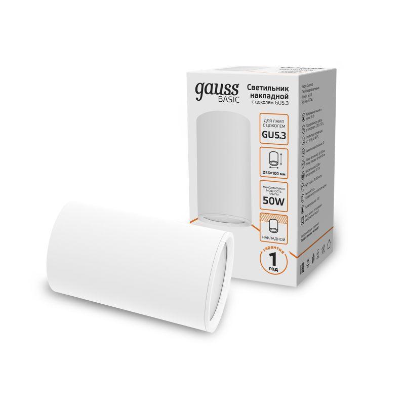 светильник basic накладной под лампу gu5.3 бел. gauss hd062 от BTSprom.by