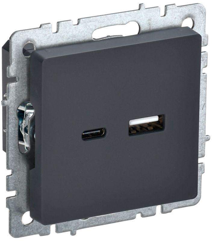 розетка brite usb a+c 18вт рю11-1-брг механизм графит iek br-u22-018-k53 от BTSprom.by