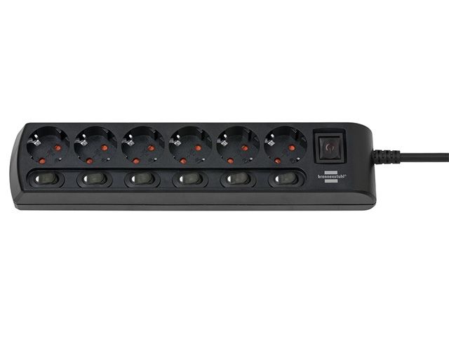 удлинитель 2м (6 роз., 3.3квт, с/з, 6+1 выкл., пвс) черный brennenstuhl comfort-line (провод 3х1,5мм2, сила тока 16а, с/з - с заземляющим контактом) 1153110116 от BTSprom.by